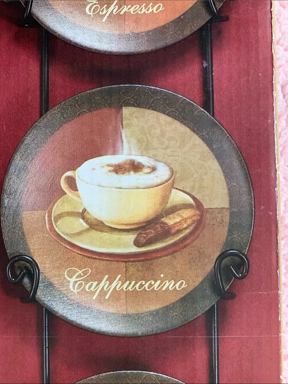 Kirkland Signature Home Pink Gourmet Coffee Plate Wall Art